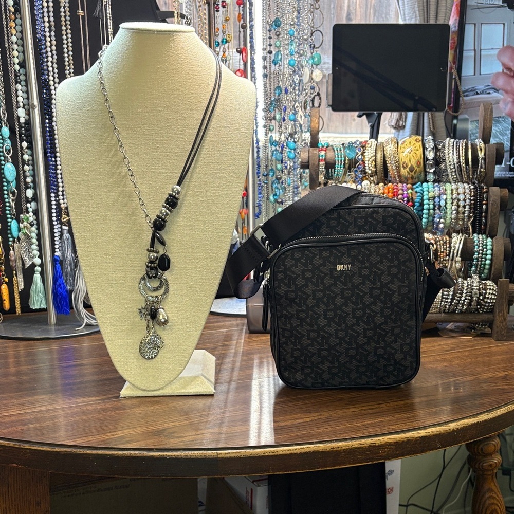 DKNY Black Monogram Crossbody Bag